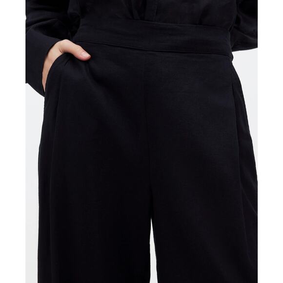 NWT Madewell Pull-On Straight Crop Pant Size 2 Linen Blend Black - Picture 4 of 6